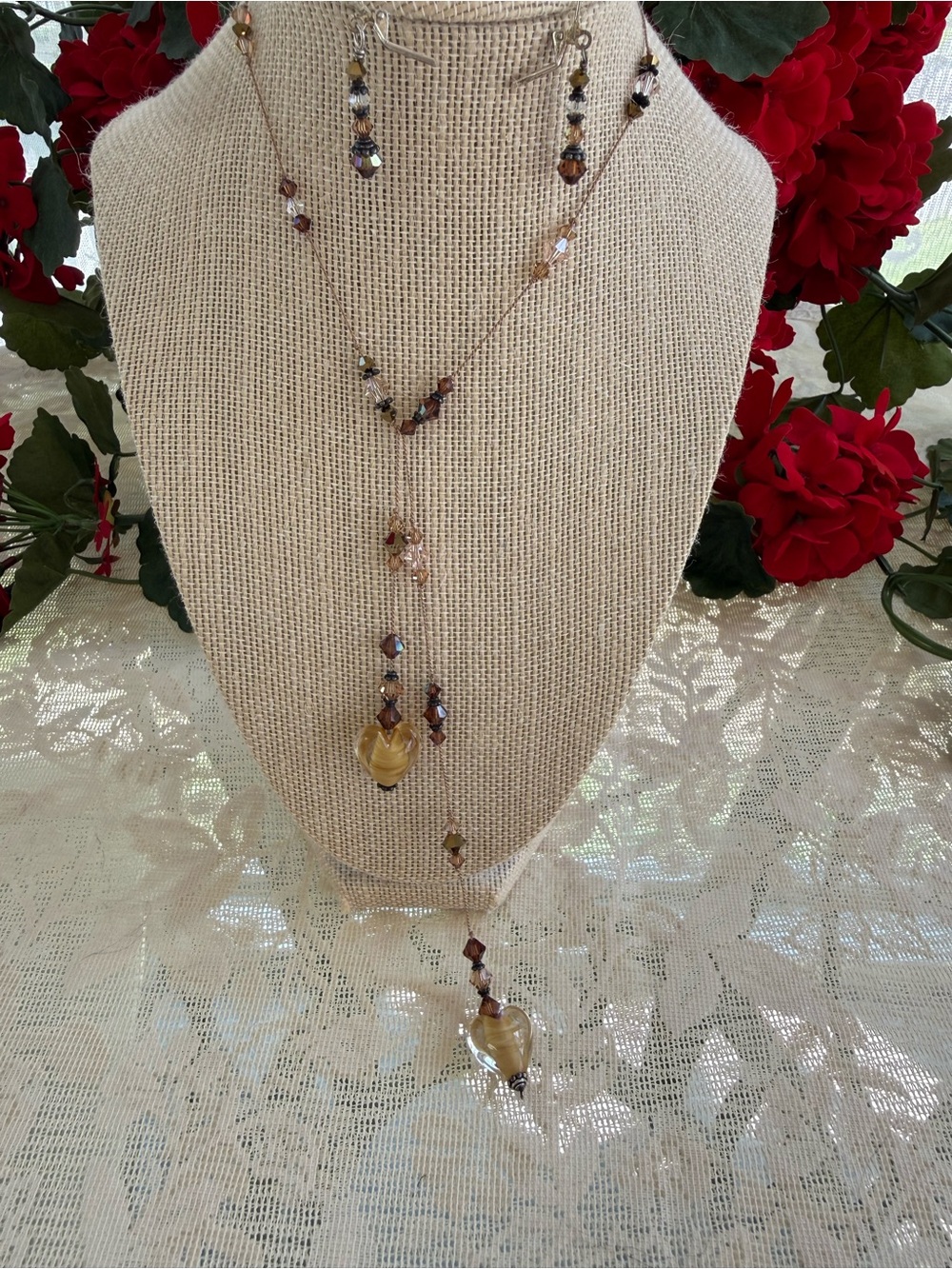 Glass and Crystal neckwear and earrings